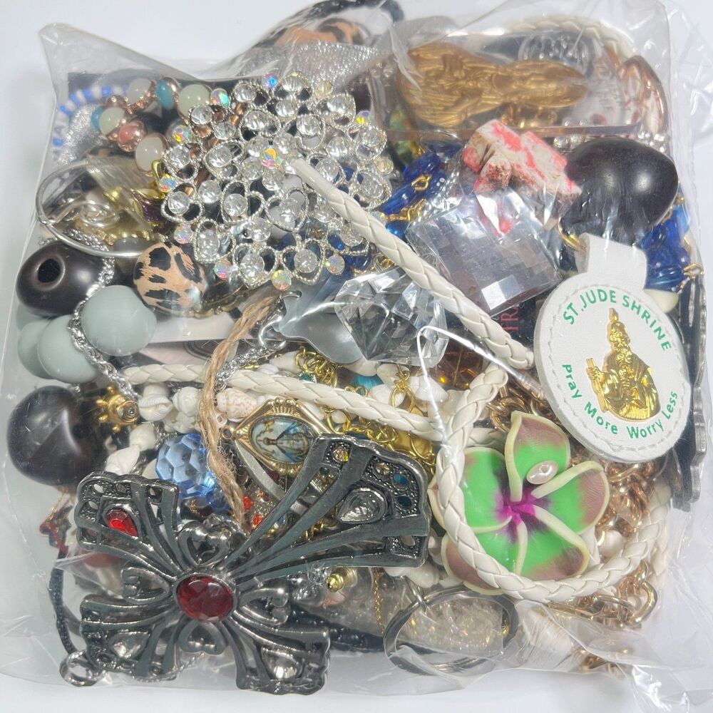 VTG - Now Repurpose Jewelry Christian Theme Craft Beads Rhinestone Box 2#2.7oz